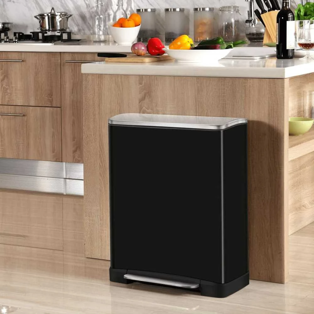 EKO Šiukšliadėžė su pedalu E-Cube, matinės juodos spalvos, 50l