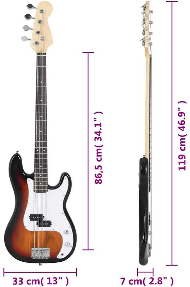 Elektrinė bosinė gitara pradedantiesiems, ruda/balta, 4/4 46"