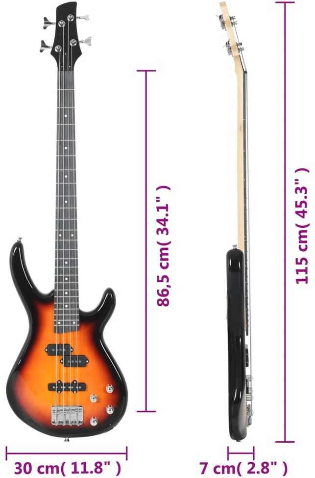Elektrinė bosinė gitara pradedantiesiems, ruda/juoda, 4/4 46"