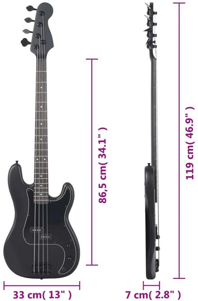 Elektrinė bosinė gitara pradedantiesiems, juoda, 4/4 46"