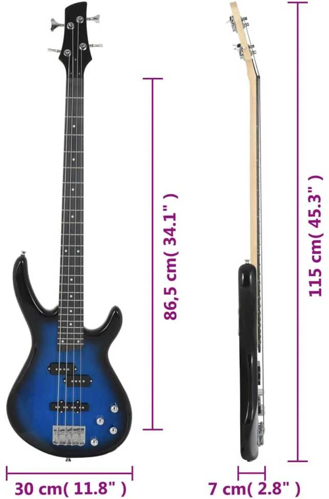 Elektrinė bosinė gitara pradedantiesiems, mėlyna/juoda, 4/4 46"