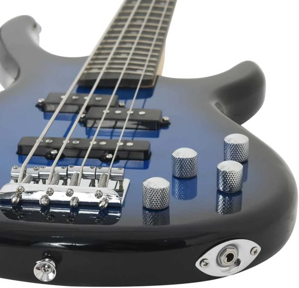 Elektrinė bosinė gitara pradedantiesiems, mėlyna/juoda, 4/4 46"