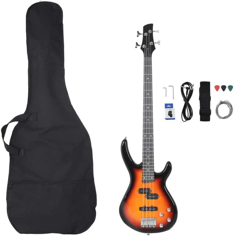 Elektrinė bosinė gitara pradedantiesiems, ruda/juoda, 4/4 46"