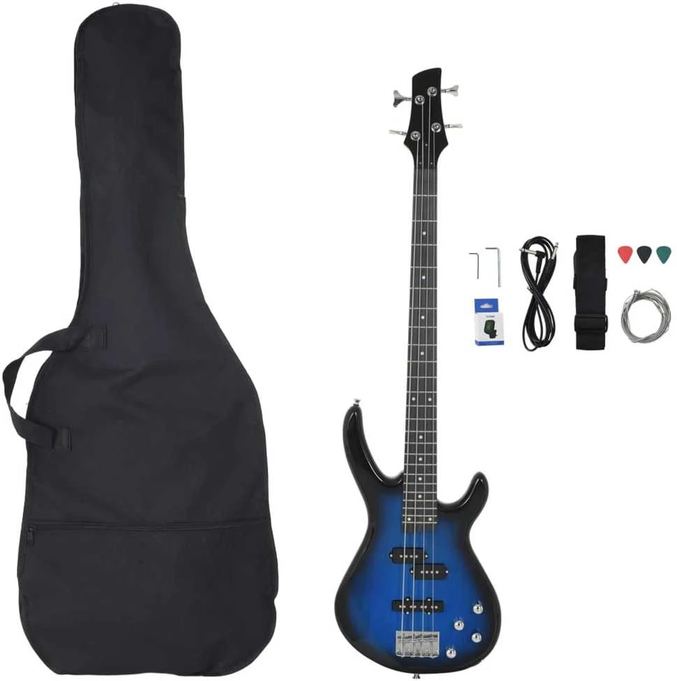 Elektrinė bosinė gitara pradedantiesiems, mėlyna/juoda, 4/4 46"