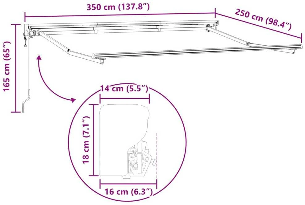 Elektrinė ištraukiama markizės sistema Baltas 3,5 x 2,5 m