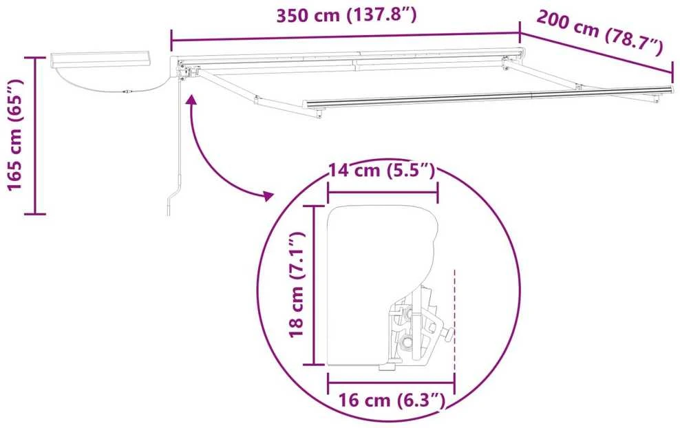 Elektrinė ištraukiama markizės sistema Baltas 3,5 x 2 m Plienas