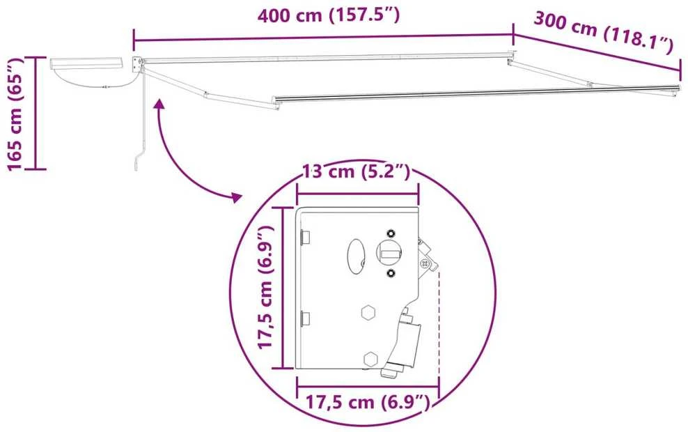 Elektrinė ištraukiama markizės sistema Balta 4 × 3 m Aliuminis