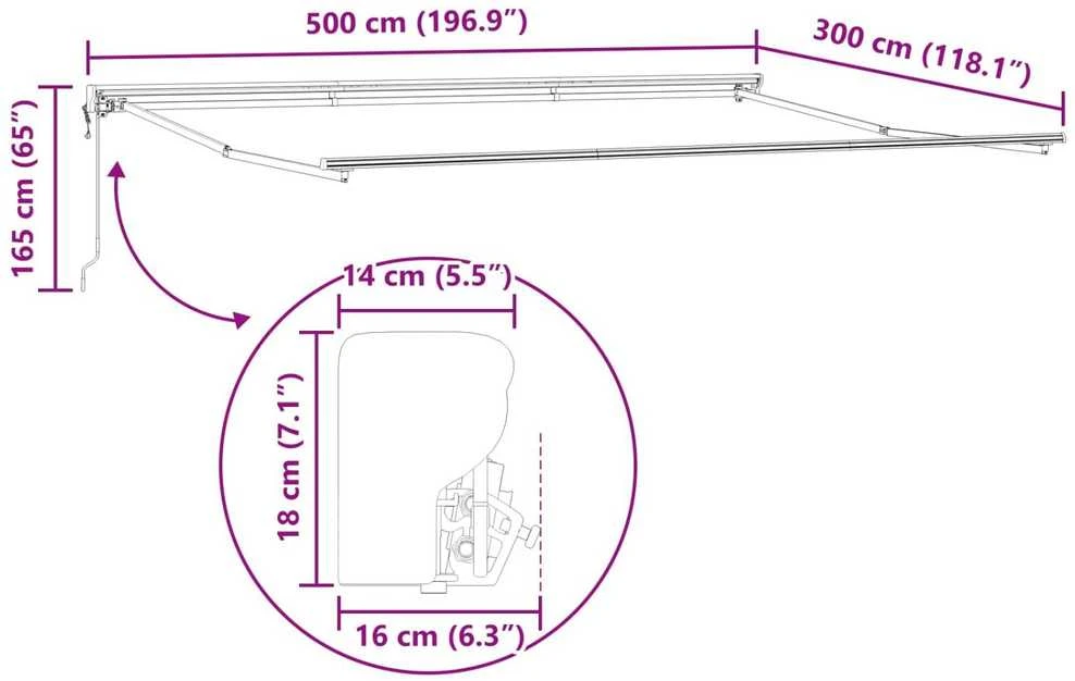 Elektrinė ištraukiama markizės sistema Baltas 5 x 3 m Plienas
