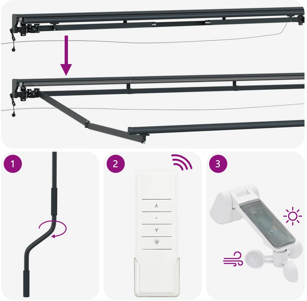 Elektrinė ištraukiama pavėsinė 2,5 x 2 m