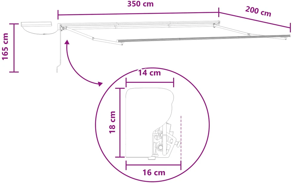 Elektrinė ištraukiama pavėsinė 3,5 x 2 m