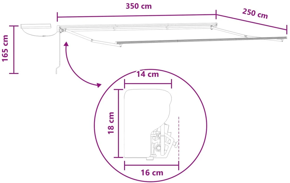 Elektrinė ištraukiama pavėsinė 3,5 x 2,5 m