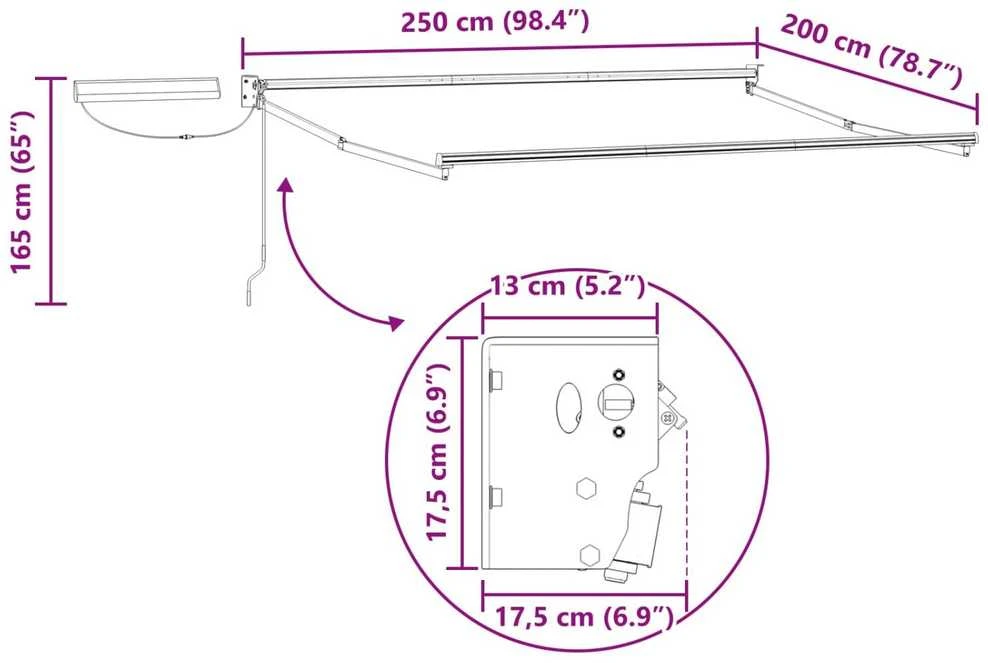 Elektrinė ištraukiama pavėsinė Antracito ir baltos 2,5 x 2 m
