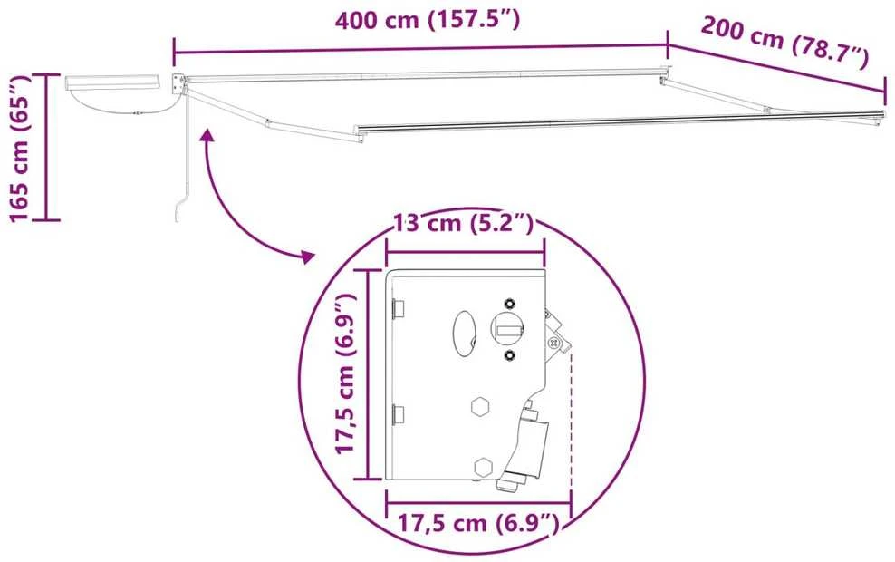 Elektrinė ištraukiama pavėsinė Antracito 4 x 2 m