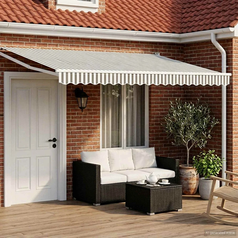 Ištraukiama markizė Antracito ir baltos 4 x 2 m