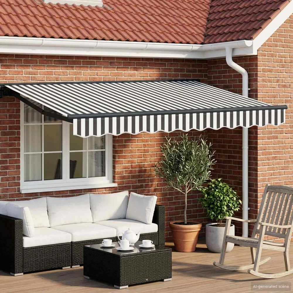 Elektrinė ištraukiama pavėsinė Antracito ir baltos 3,5 x 2 m