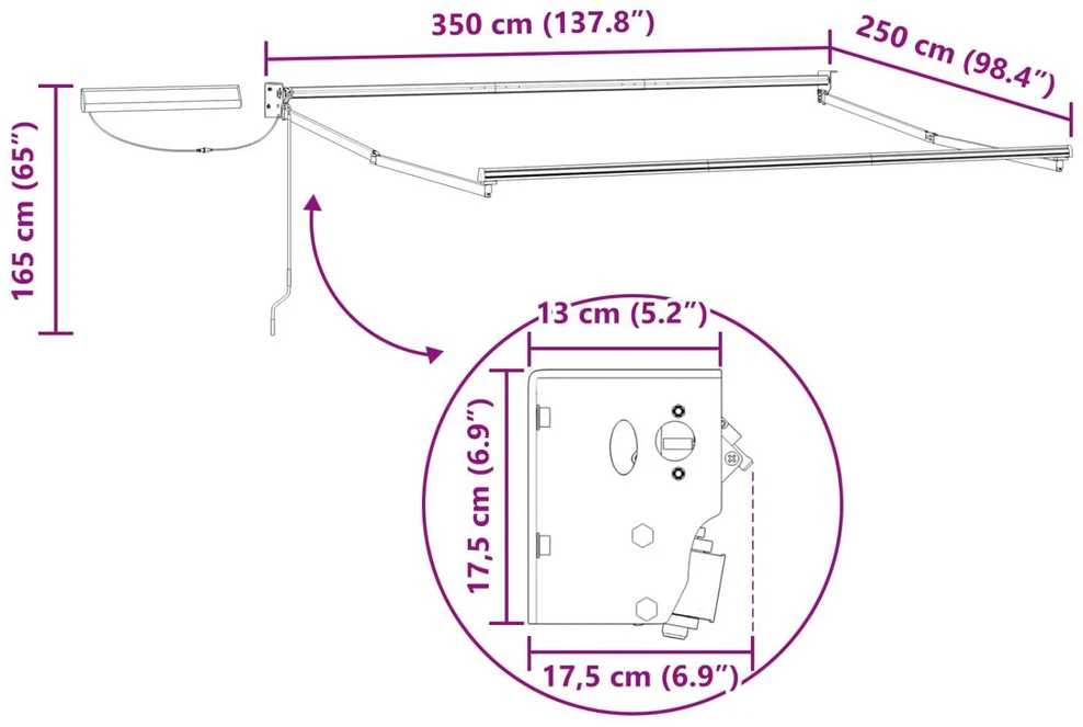 Elektrinė ištraukiama pavėsinė Balta ir antracito 3,5 x 2,5 m