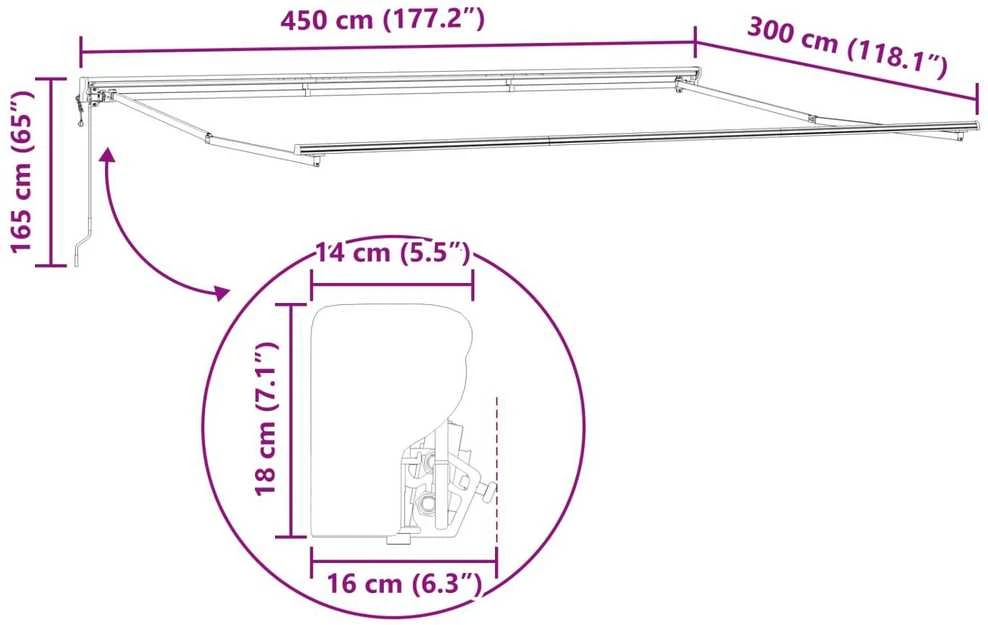 Elektrinė ištraukiama pavėsinė Balta 4,5 × 3 m