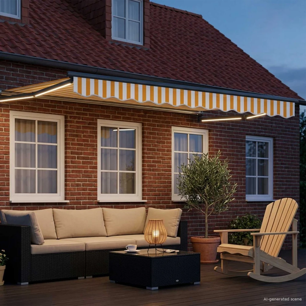 Elektrinė ištraukiama pavėsinė Geltona ir balta 3 x 2 m
