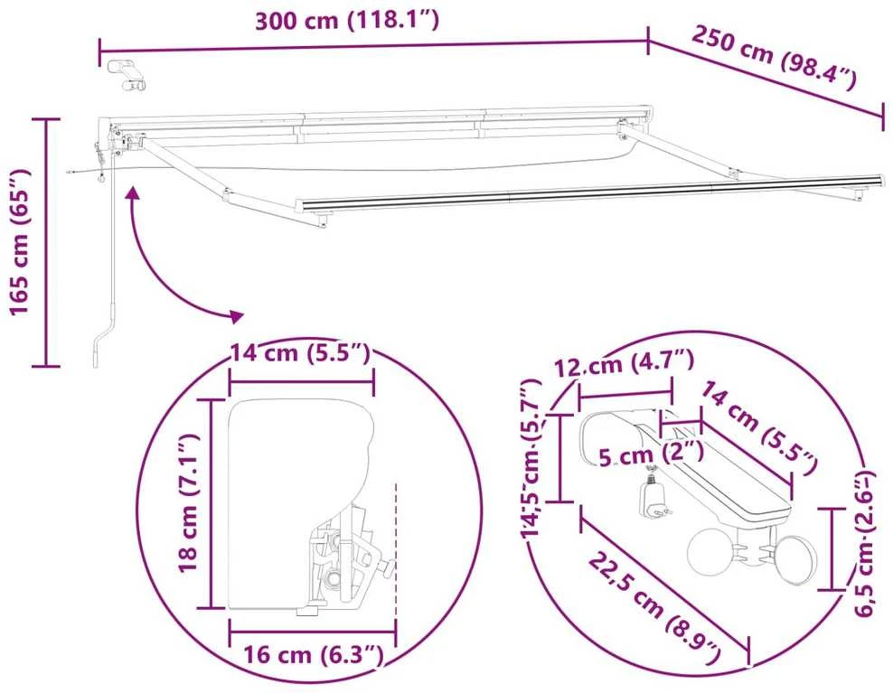 Elektrinė ištraukiama pavėsinė 3 x 2,5 m