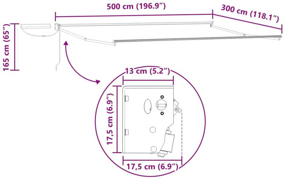 Elektrinė ištraukiama pavėsinė Pilka, Oranžinė, Balta 5 x 3 m