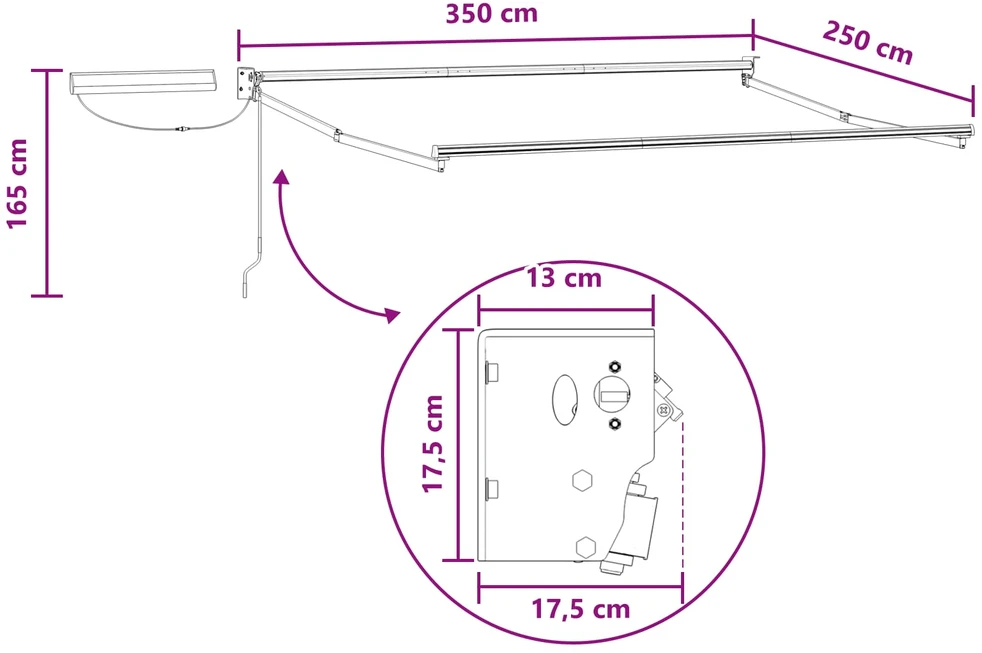Elektrinė ištraukiama pavėsinė Smėlio 3,5 x 2,5 m