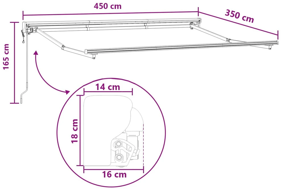Elektrinė ištraukiama pavėsinė Smėlio 4,5 × 3,5 m