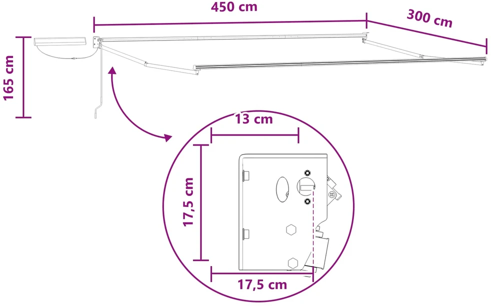 Elektrinė ištraukiama pavėsinė Smėlio 4,5 × 3 m
