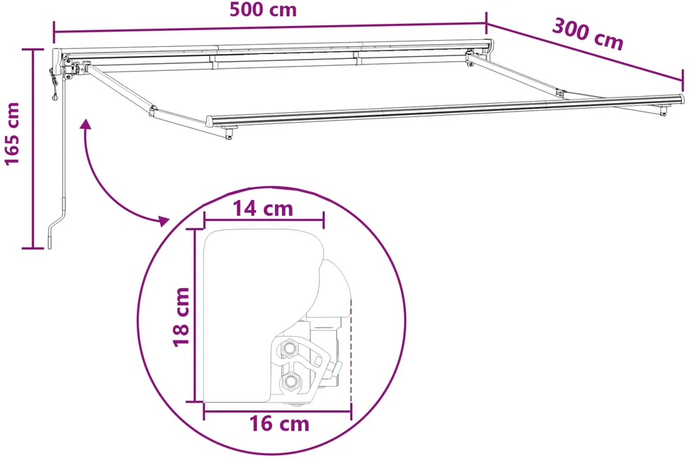 Elektrinė ištraukiama pavėsinė Smėlio 5 x 3 m