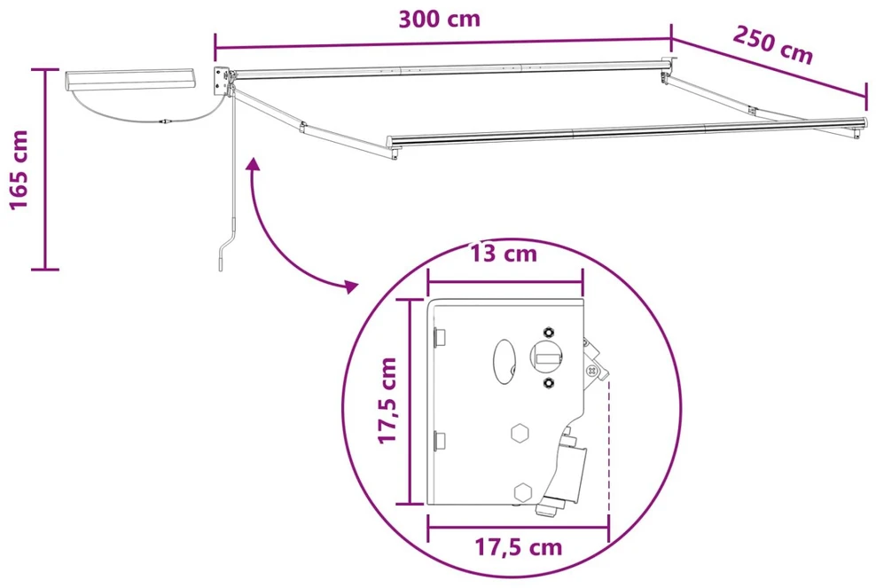 Elektrinė ištraukiama pavėsinė Smėlio 3 x 2,5 m
