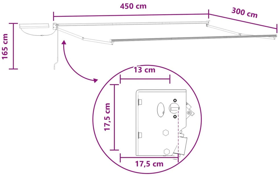 Elektrinė ištraukiama pavėsinė 4,5 × 3 m