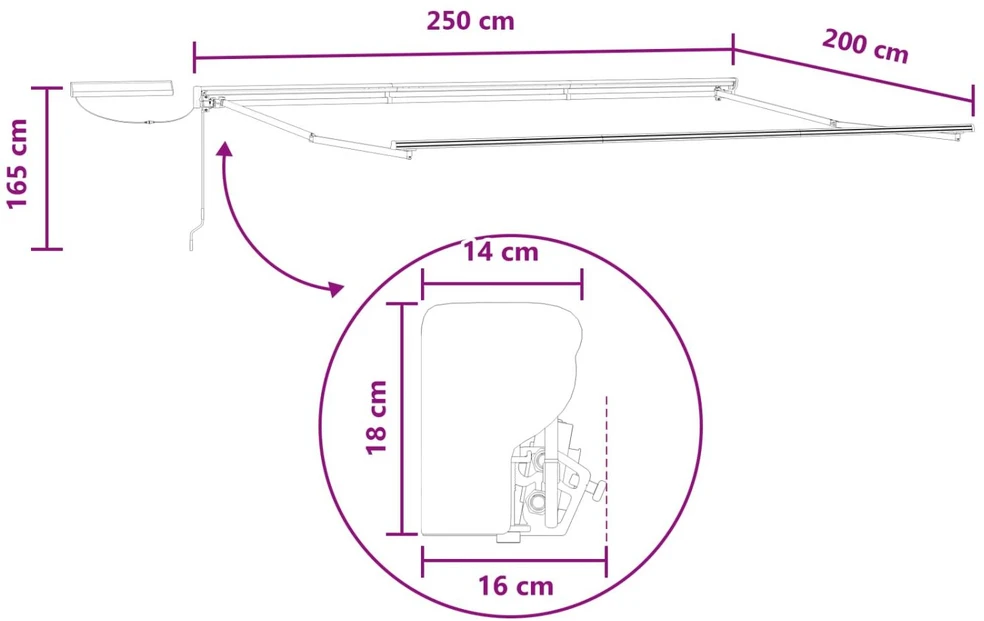 Elektrinė ištraukiama pavėsinė Taupe 2,5 x 2 m