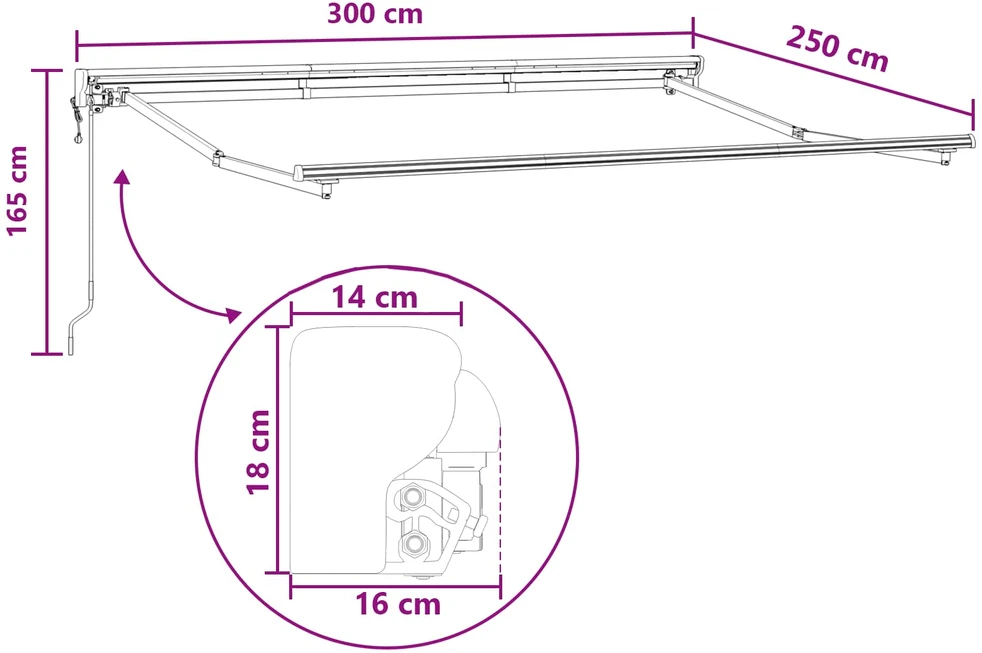 Elektrinė ištraukiama pavėsinė Taupe 3 x 2,5 m