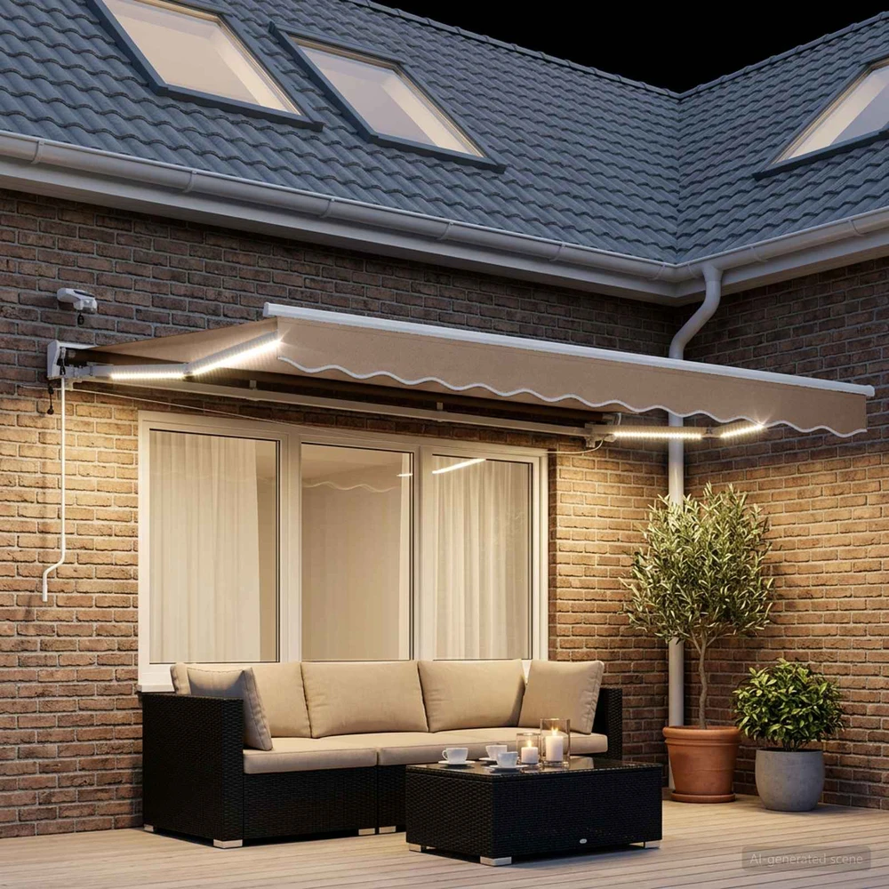 Elektrinė ištraukiama pavėsinė Taupe 3,5 x 2 m