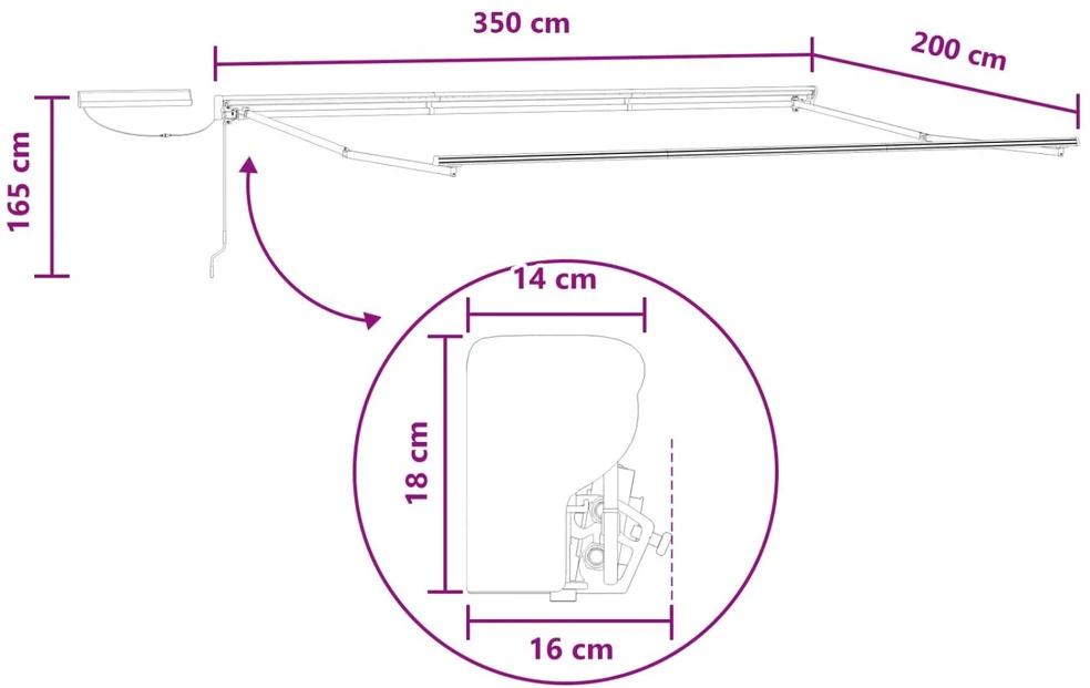 Elektrinė ištraukiama pavėsinė Taupe 3,5 x 2 m