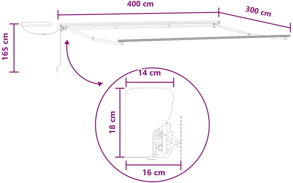 Elektrinė ištraukiama pavėsinė Taupe 4 × 3 m