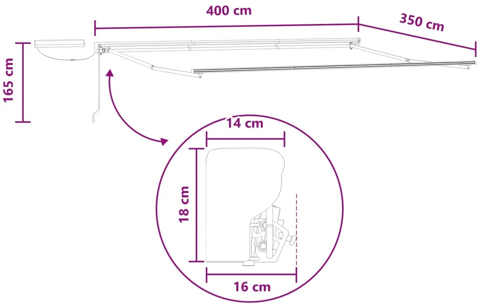 Elektrinė ištraukiama pavėsinė Taupe 4 × 3,5 m