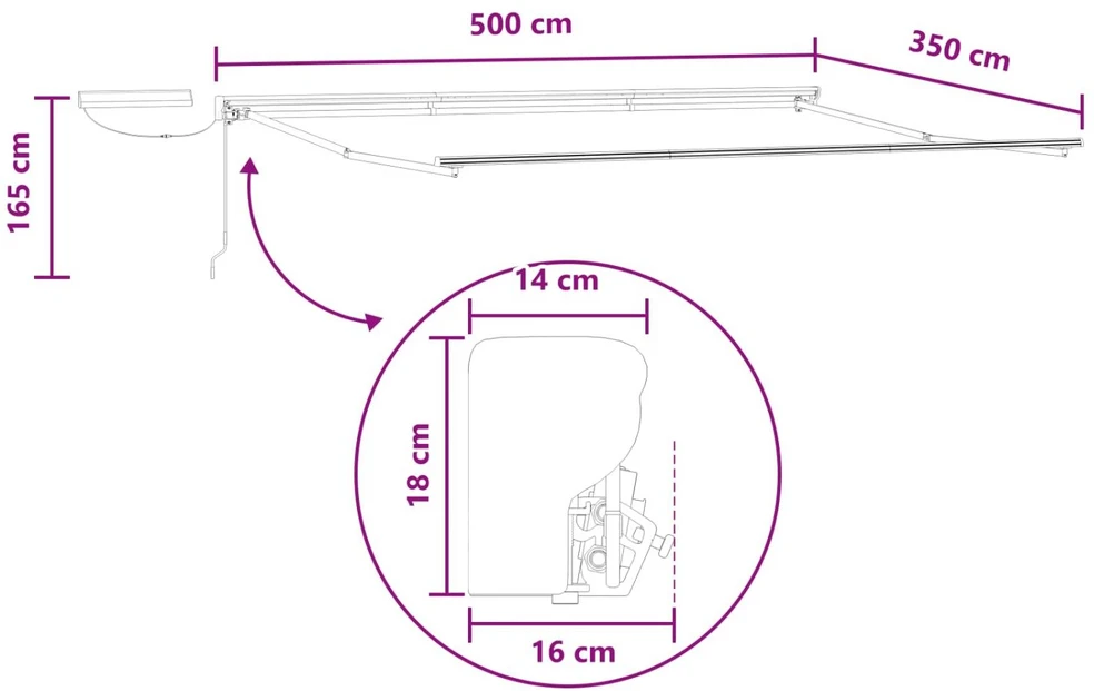 Elektrinė ištraukiama pavėsinė Taupe 5 × 3,5 m