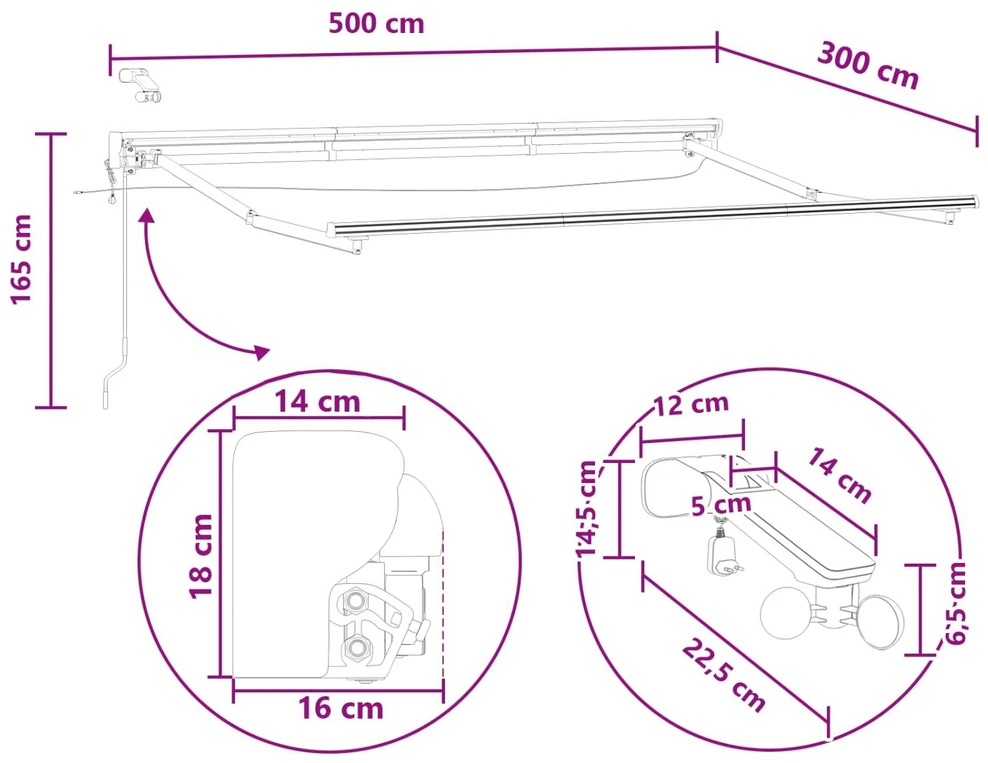 Elektrinė ištraukiama pavėsinė Taupe 5 x 3 m