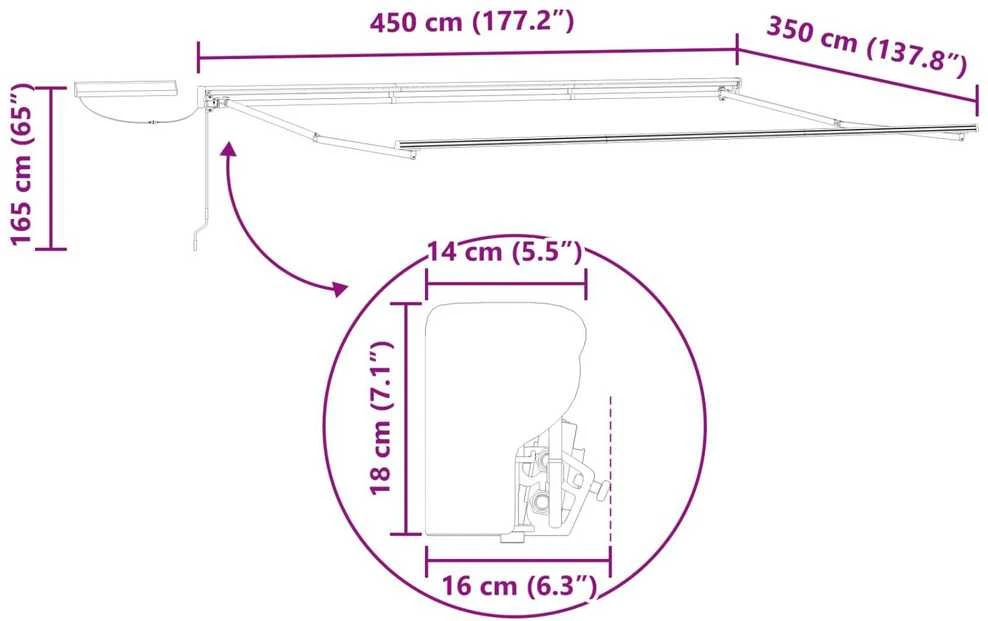 Elektrinė ištraukiama pavėsinė 4,5 × 3,5 m