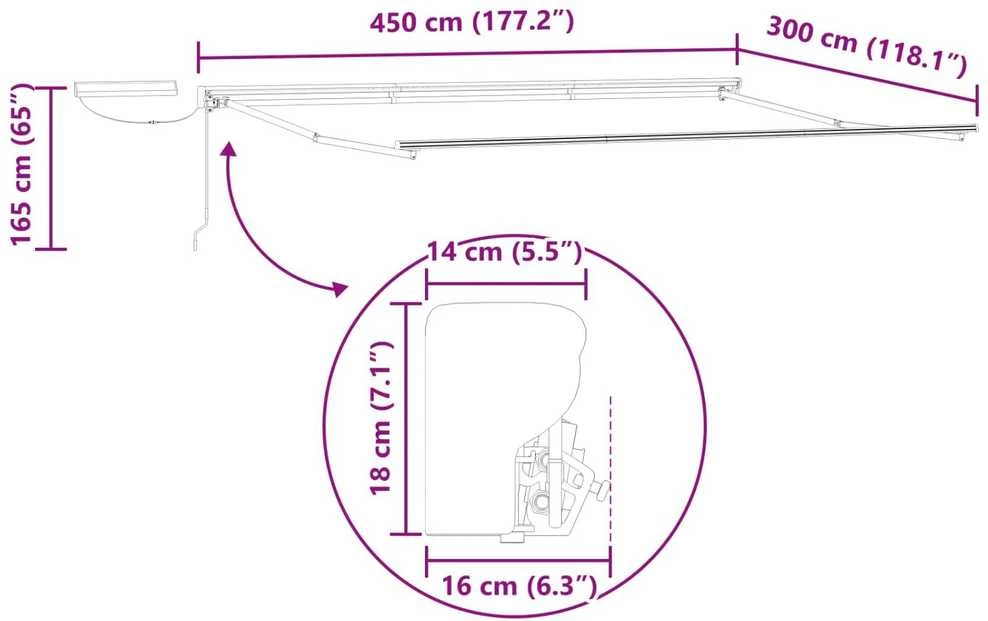 Elektrinė ištraukiama pavėsinė Žalia, Geltona, Balta 4,5 × 3 m