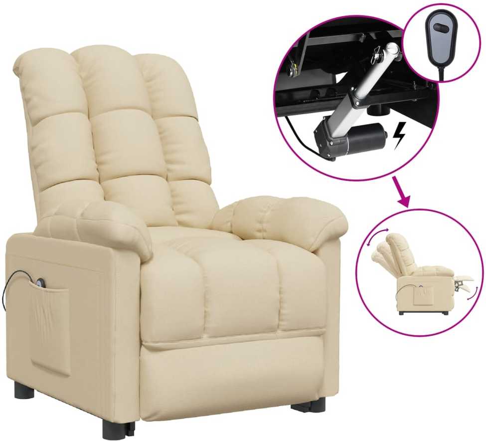 Fotelis Elektrinis atlošiamas krėslas, kreminės spalvos, audinys