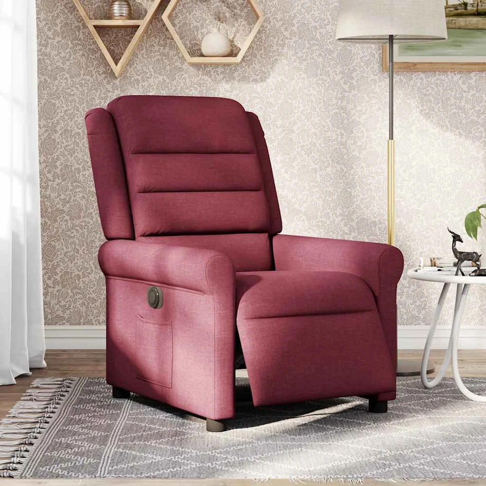 Fotelis Elektrinis atlošiamas krėslas, raudonojo vyno spalvos, audinys