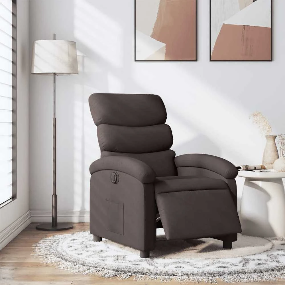 Fotelis Elektrinis atlošiamas krėslas, tamsiai rudos spalvos, audinys
