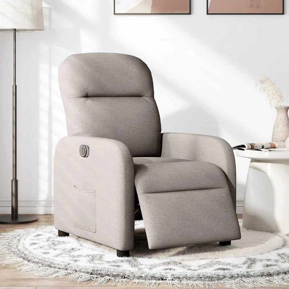 Fotelis Elektrinis atlošiamas krėslas, taupe spalvos, audinys