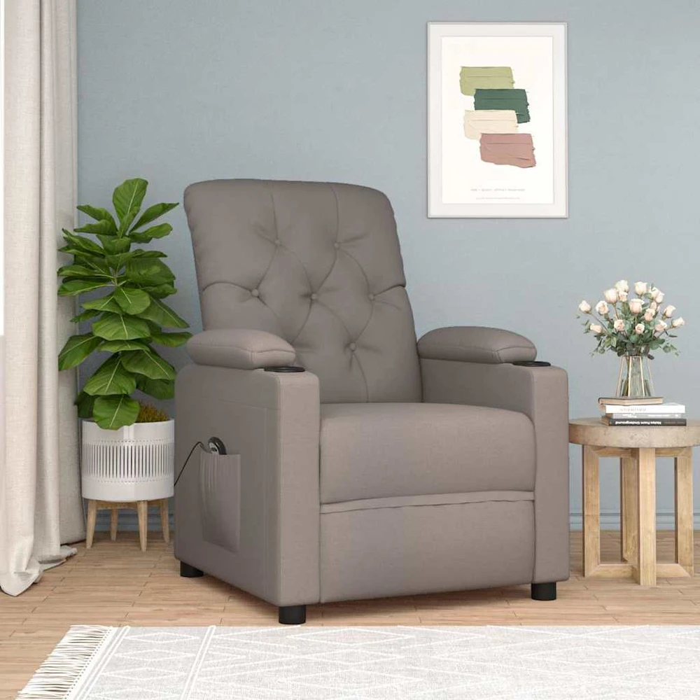 Fotelis Elektrinis atlošiamas krėslas, taupe spalvos, audinys