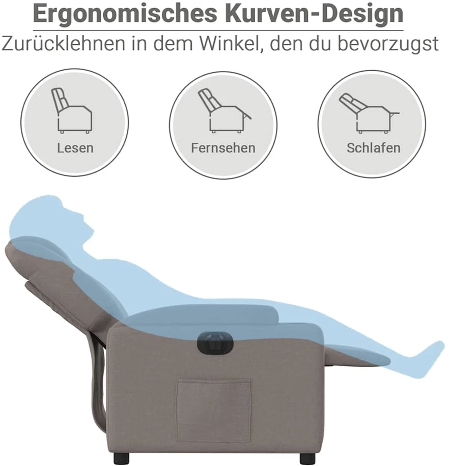 Fotelis Elektrinis atlošiamas krėslas, taupe spalvos, audinys