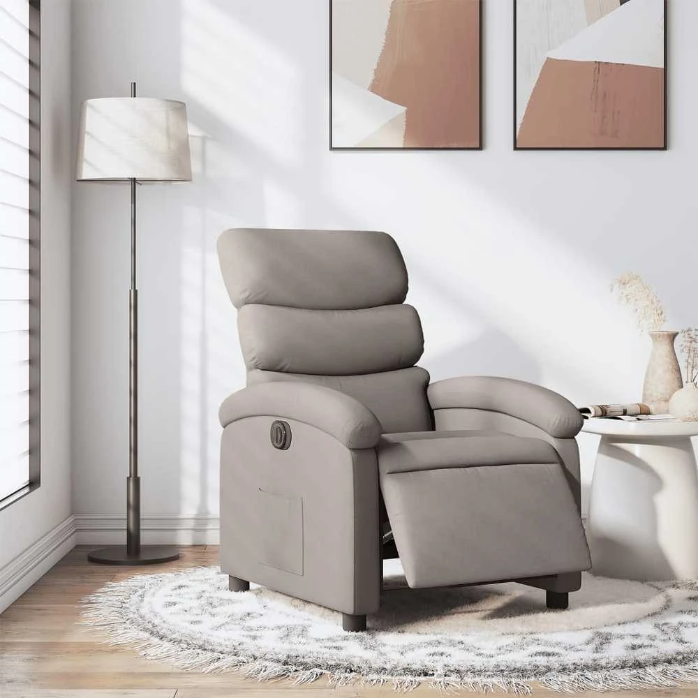 Fotelis Elektrinis atlošiamas krėslas, taupe spalvos, audinys