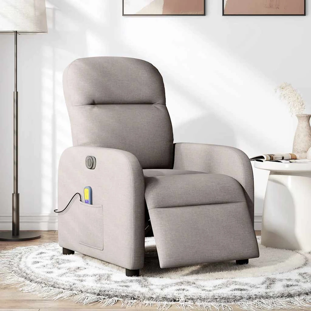 Fotelis Elektrinis atlošiamas masažinis krėslas, taupe, audinys