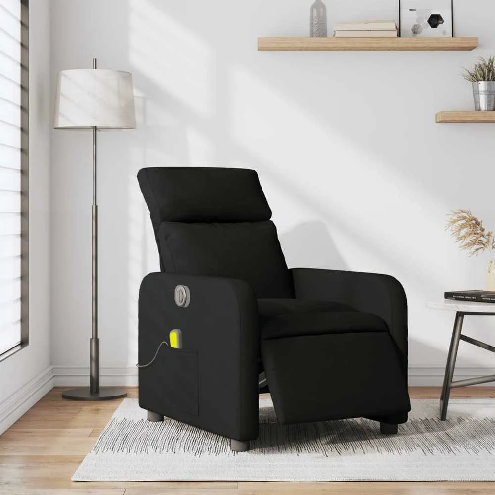 Fotelis Elektrinis atlošiamas masažinis krėslas, juodas, audinys