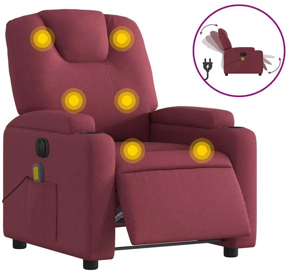 Fotelis Elektrinis atlošiamas masažinis krėslas, vyno, audinys